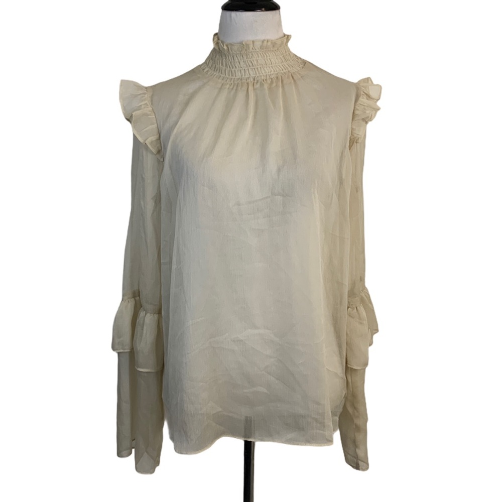 In The Style High Neck Ruffle Blouse